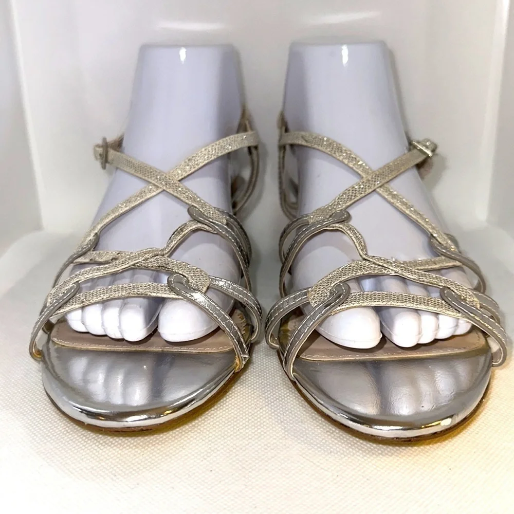 I. Miller Beautiful Shoes Strappy Metallic Wedge Sandals Size 8.5 - EUC